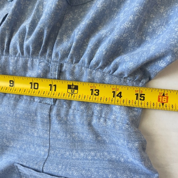 Vintage Cotton House Dress Made In USA Size 9/10  70s 80’s  Blue Floral - Picture 9 of 10